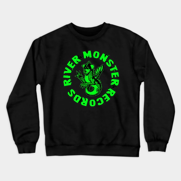 River Monster Records Green Logo Crewneck Sweatshirt by River Monster Records 